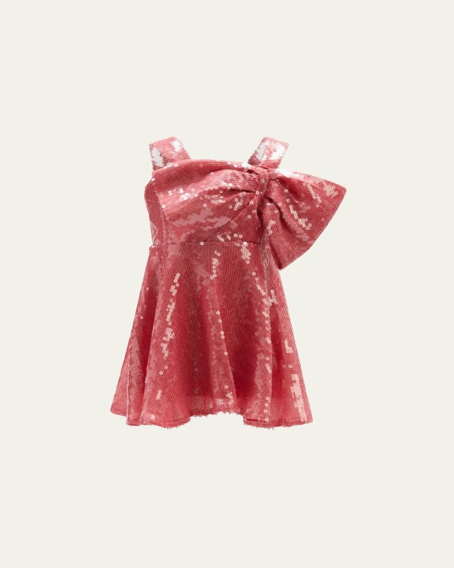 Girl's Stefania Sequin Bow Dress, Size 4-16